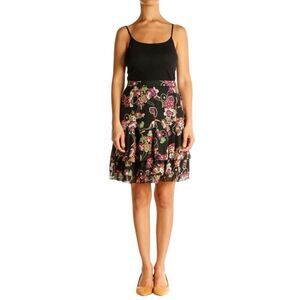 Ann Taylor loft Black Women's Floral Brunch A-Line Flirty Summer Skirt Size 10P
